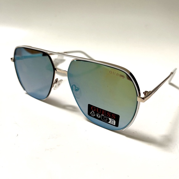New Original GUESS Double Bridge Aviator Sunglasses GO00064 Mirror Iridescent - Picture 1 of 6